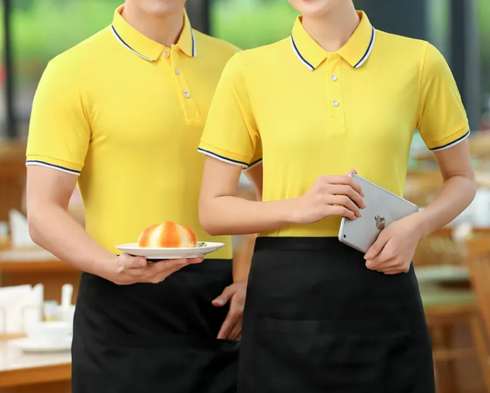 黃色酒店職業(yè)裝展示，酒店服務(wù)員制服